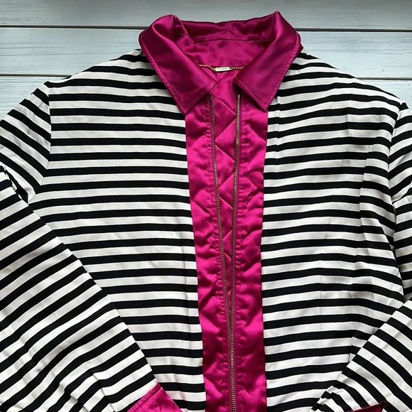 St. John Sport Quilted Reversible 100% Silk Hot Pink Jcket Barbiecore size M